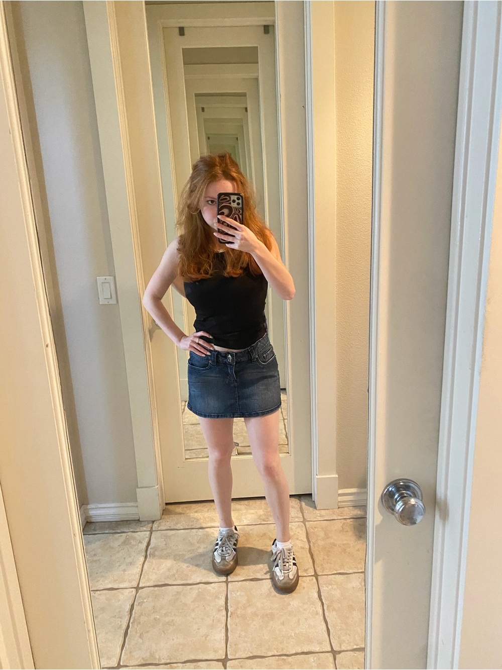 Denim Mini Skirt with Cute Pocket Detail